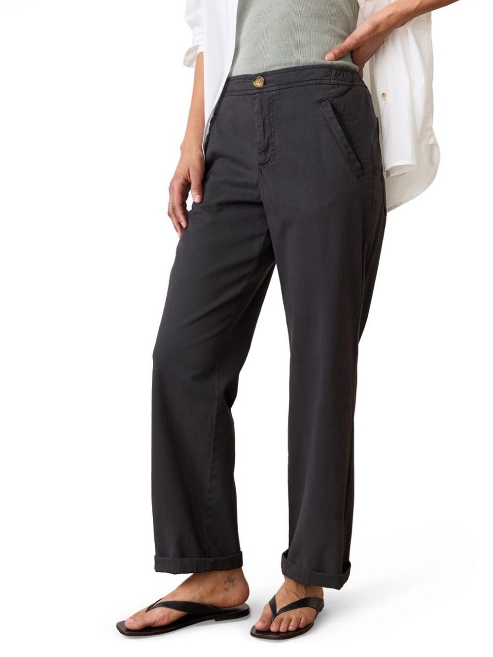 Marine Layer Charcoal Wide-Leg Casual Pants